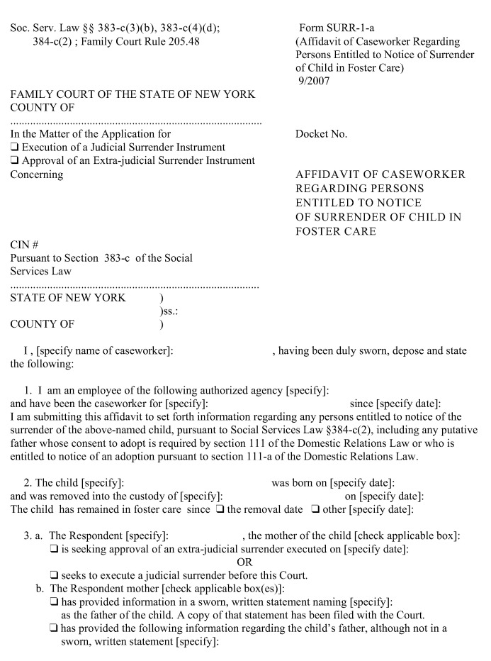 Image 1 within 22 CRR-NY D IV A Form SURR-1a