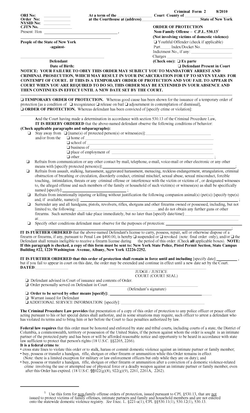 Image 1 within 22 CRR-NY D VI Criminal Form 2