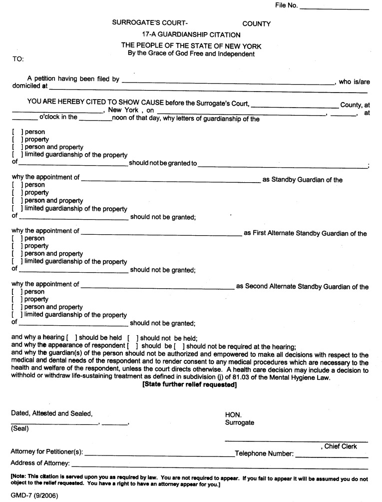 Image 1 within 22 CRR-NY D VII A Form GMD-7